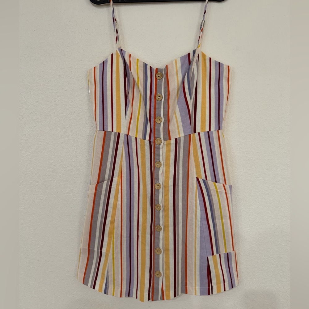 Lush Multicolor Striped Button-Down Summer Dress … - image 1
